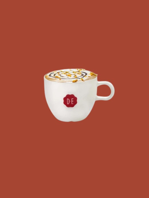 DE tas met koffie en caramel rode achtergrond