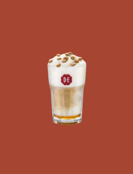 DE tas met koffie en speculoos rode achtergrond